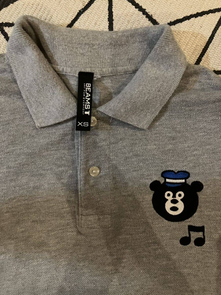  beautiful goods BEAMS-T polo-shirt bear Logo ver gray XS size Beams 