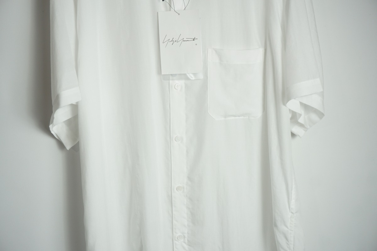 極美品 23SS POWER of the WHITE shirt YOHJI YAMAMOTO POUR HOMME ヨウジヤマモト アレンジカラー 半袖 シャツ PZ-B14-201白4本物1115N▲_画像3