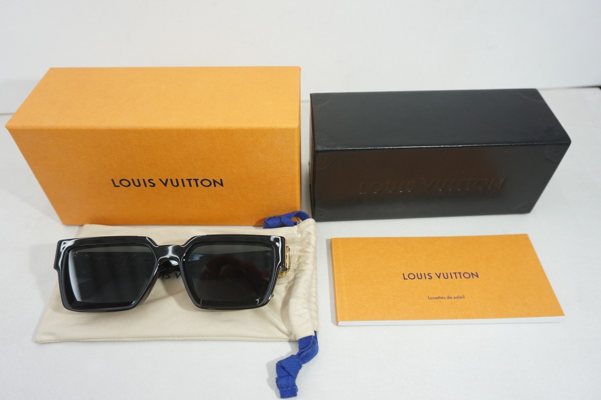 美品 正規 LOUIS VUITTON ルイヴィトン サングラス 1.1 ミリオネア Z1165E スクエア 眼鏡 ブラック 本物424O▲_画像1