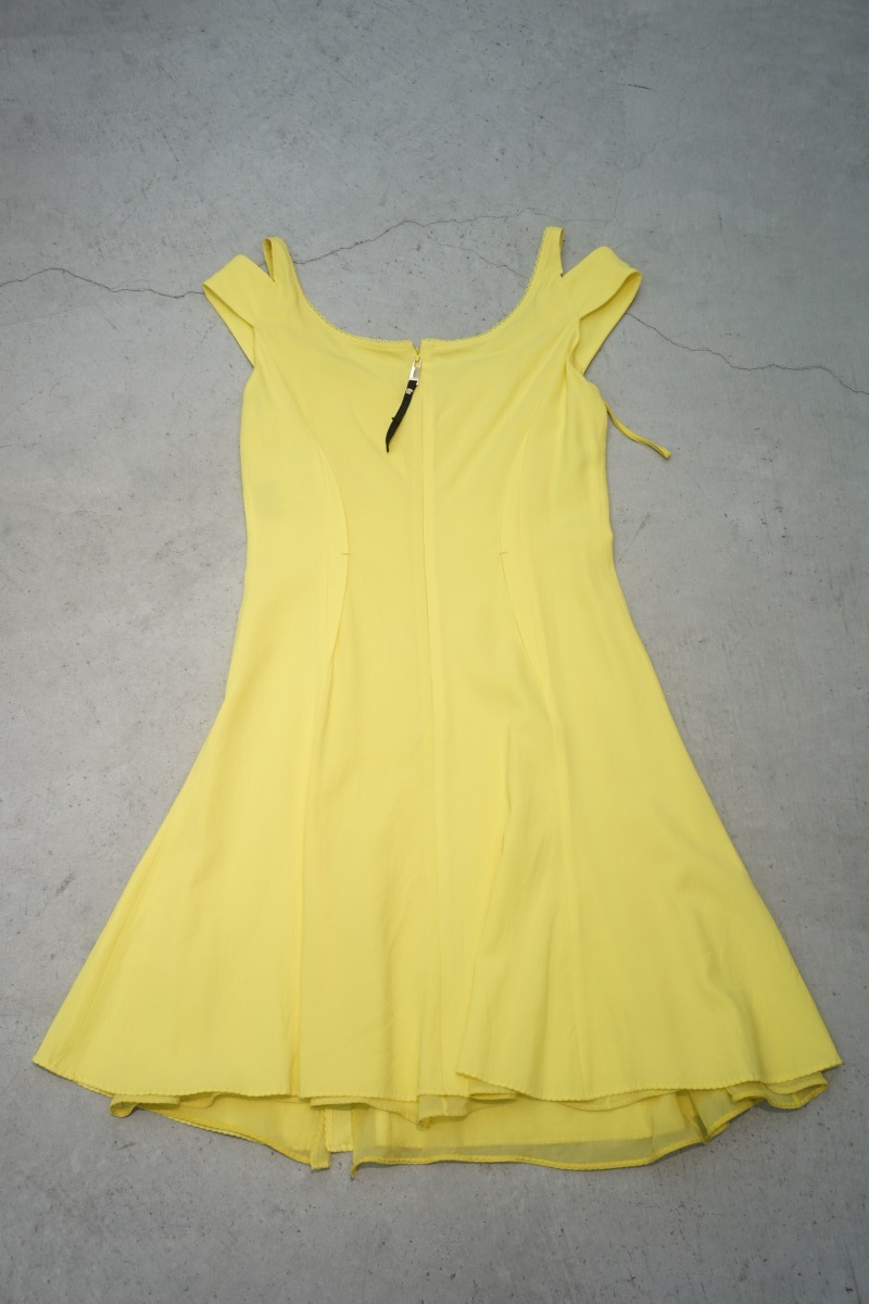  new goods 17SS VERSACE Versace Versace . double shoulder Mini dress One-piece 40 yellow yellow color A78588 A224249 1226N^