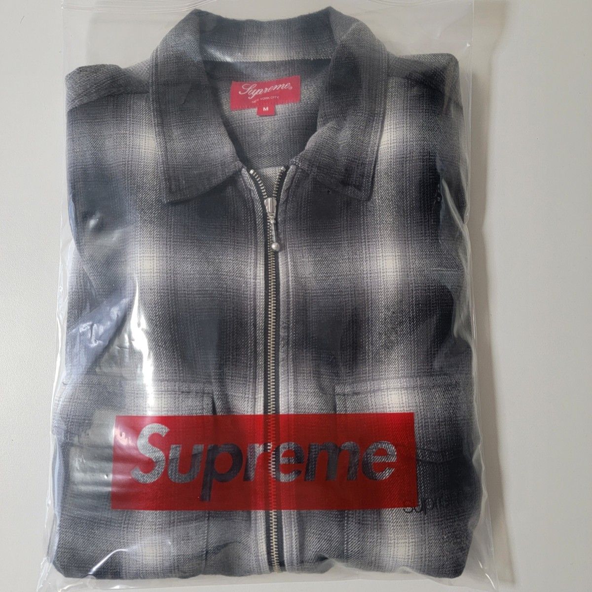 Supreme Shadow Plaid Flannel Zip Up Shirt