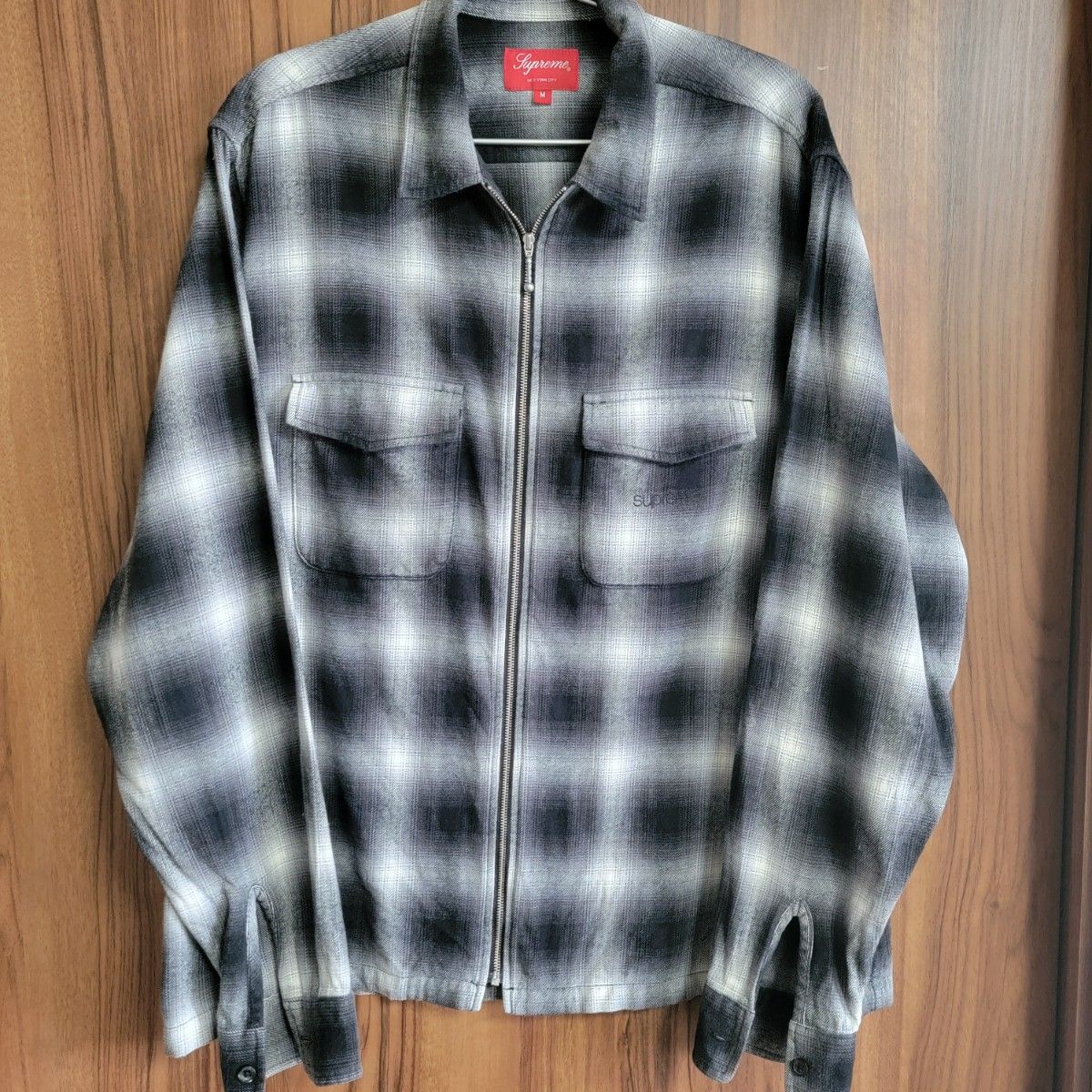 Supreme Shadow Plaid Flannel Zip Up Shirt