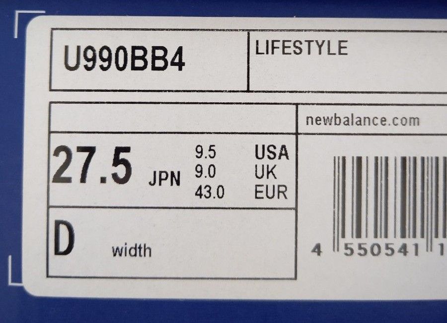 ニューバランス 990 v4 27.5cm U990BB4 new balance ARCTIC GRAY