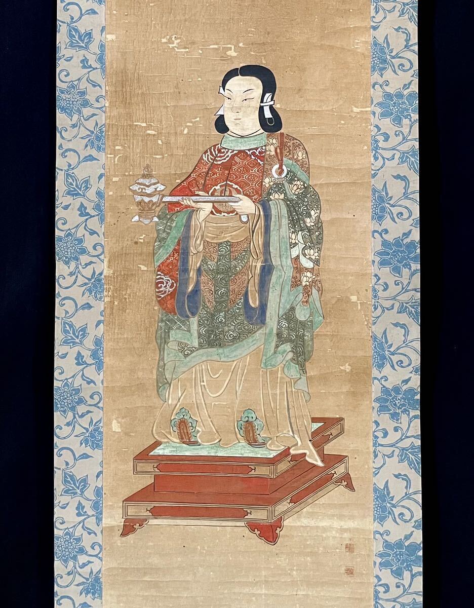 [ copy ] author unknown [. virtue futoshi .] hanging scroll person old axis paper book@ gold mud Japanese picture Japan fine art person . wrote thing C042606N