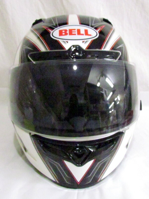 1000円スタート ヘルメット BELL ベル Vortex SNELL M2010 APPROVED DOT フルフェイス型 バイク用品 ブラック×ホワイト×レッド TSI E9019_画像2
