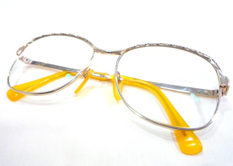 1000円スタート 眼鏡 K14 メーカー名記載なし フルリム 度入り眼鏡 総重量約34.5g めがね ファッションアイテム 5 EE1016_画像1