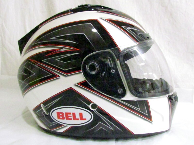 1000円スタート ヘルメット BELL ベル Vortex SNELL M2010 APPROVED DOT フルフェイス型 バイク用品 ブラック×ホワイト×レッド TSI E9019_画像3