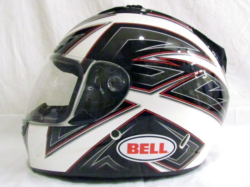 1000円スタート ヘルメット BELL ベル Vortex SNELL M2010 APPROVED DOT フルフェイス型 バイク用品 ブラック×ホワイト×レッド TSI E9019_画像5