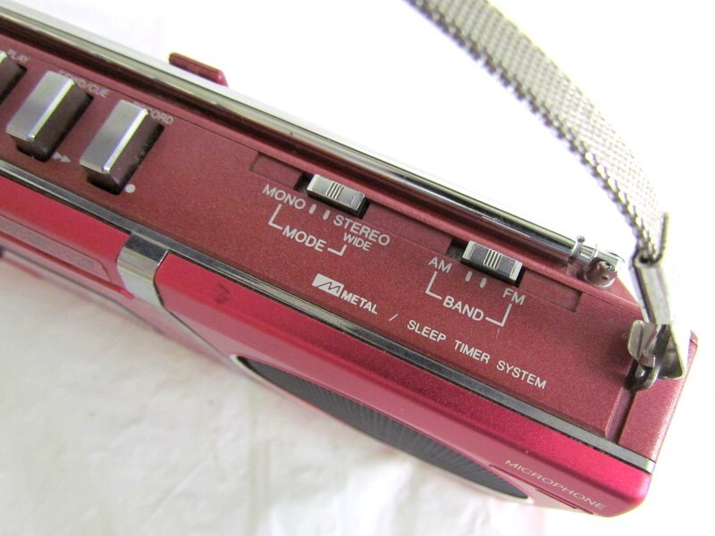 1000円スタート ラジカセ AIWA アイワ CS-M1R マイクロカセットレコーダー ラジオ 赤 レッド オーディオ機器 レトロ 4 E9012_画像9
