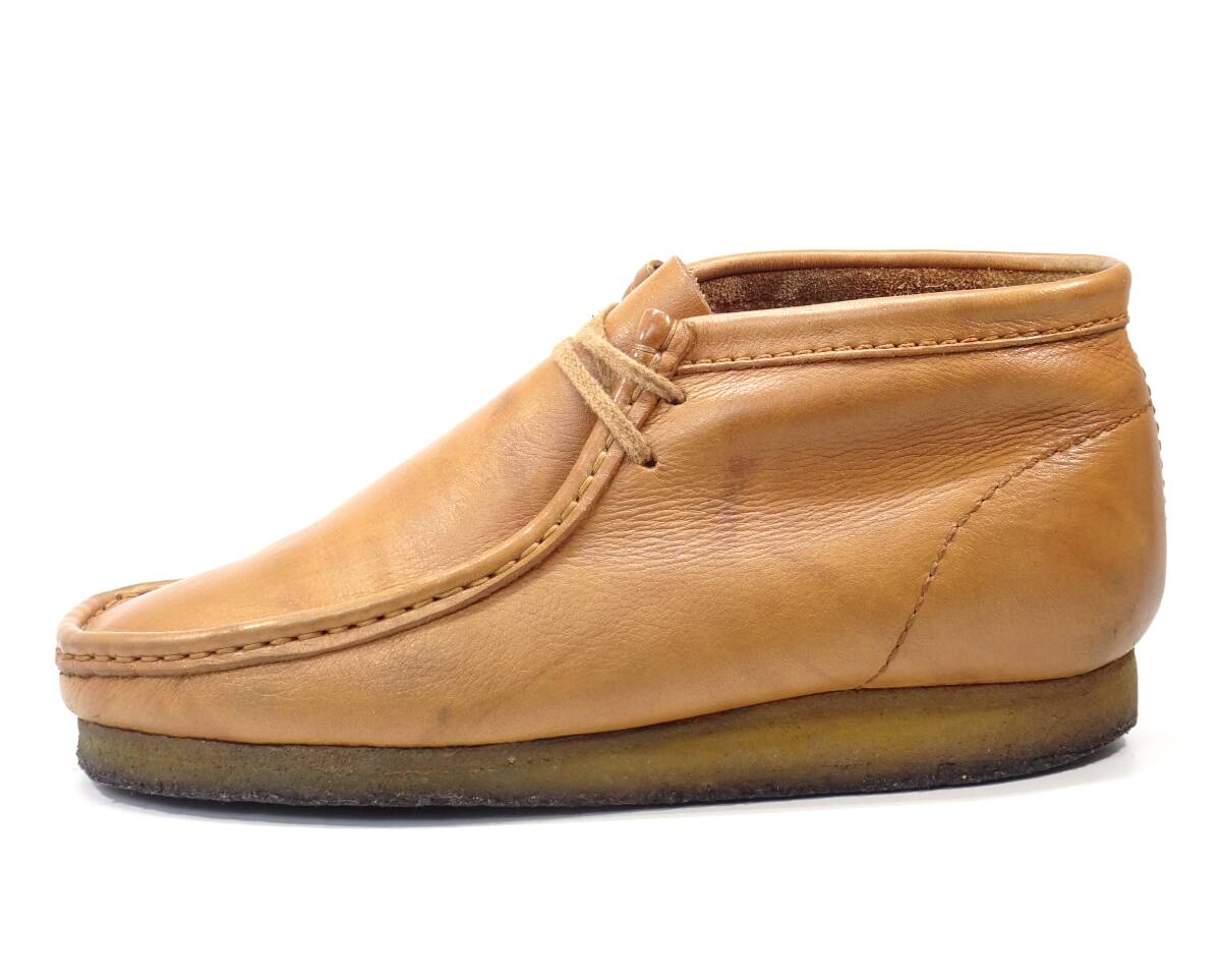 即決 Clarks Wallabees 25.0cm ワラビーブーツ クラークス メンズ 茶 ブラウン 本革 モカシン 本皮 カジュアル 革靴 クレープソール 紳士靴_画像2