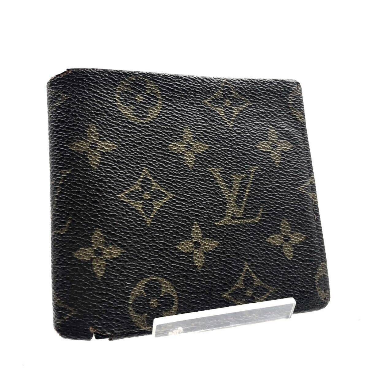 ■希少ヴィンテージ■LOUIS VUITTON ルイヴィトン　モノグラム　ポルトビエ　カルトクレディ　折り財布　PVC×レザー　フランス製　刻印_画像1