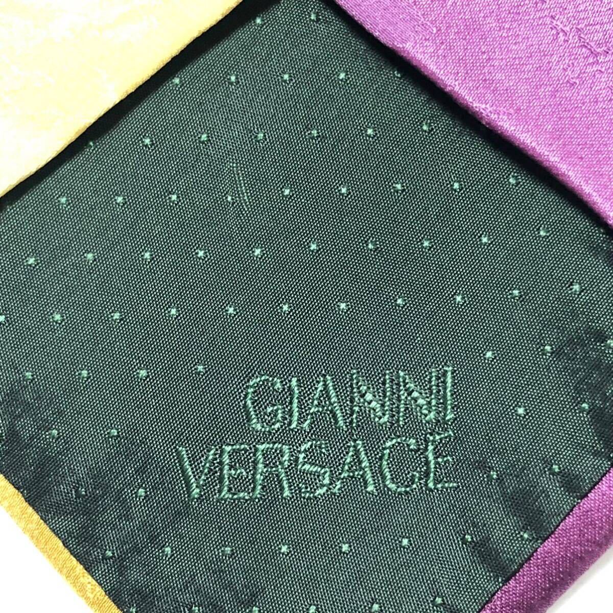 ■美品■GIANNI VERSACE ジャンニヴェルサーチ　ネクタイ　スカーフ風　結晶　シャドー　シルク100% イタリア製　マルチカラー　ビジネス_画像8