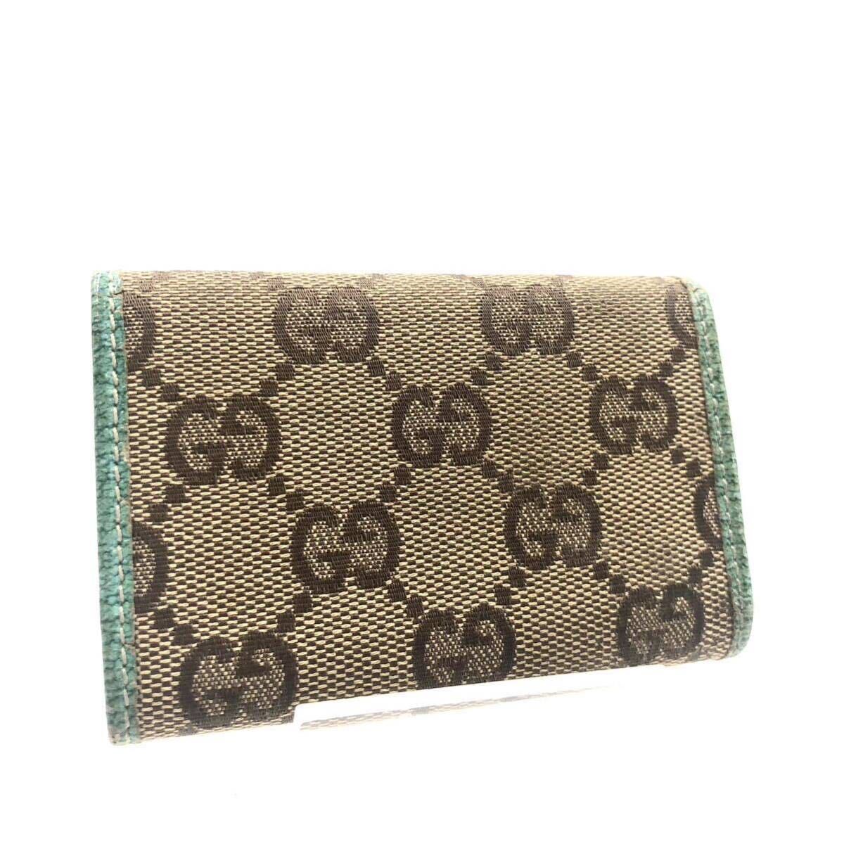 新品同様 Gucci GG柄 キャンバス バンブー 6連 キーケース 良品 希少 GUCCI グッチ バンブー GGキャンバス×レザー 6連キー