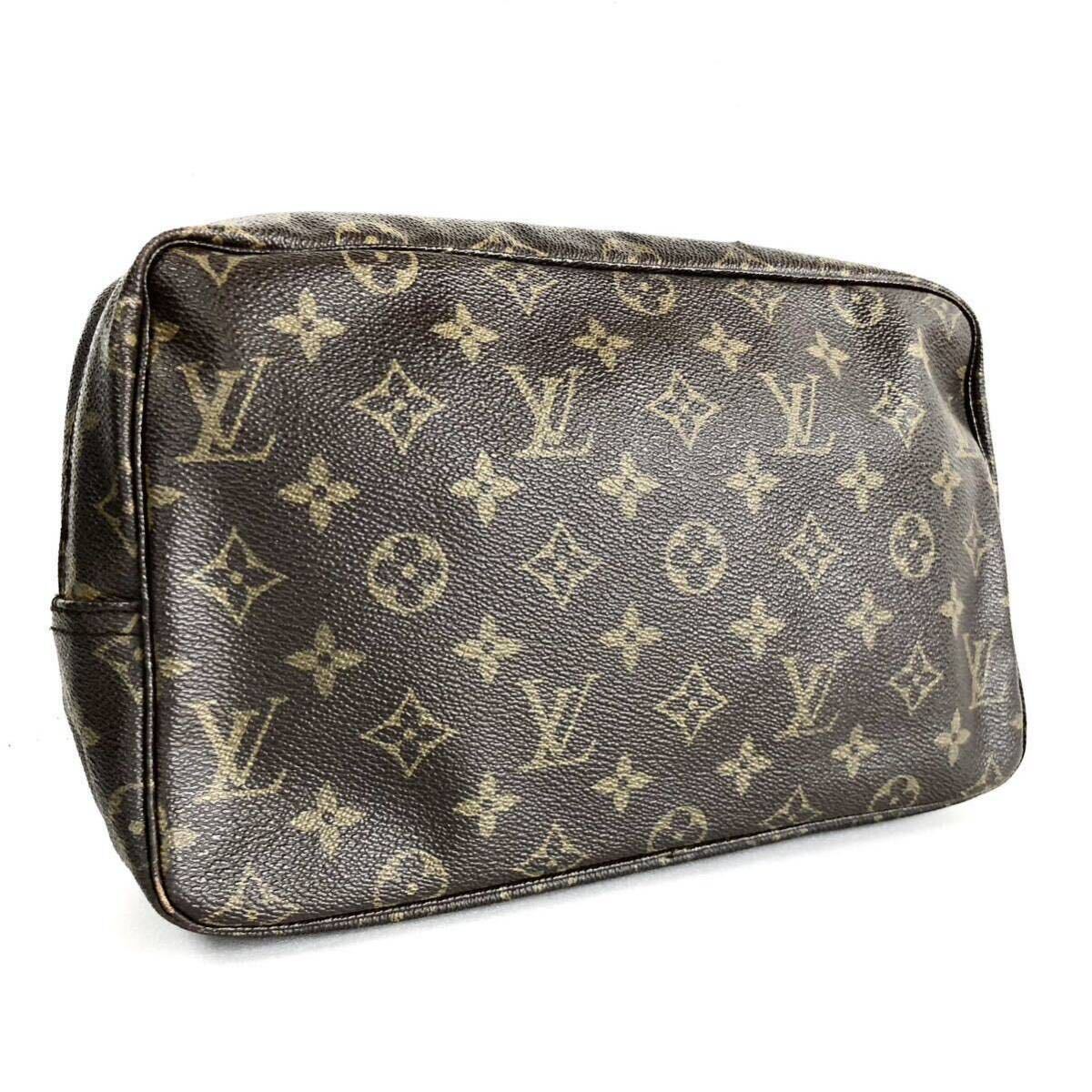 LOUIS VUITTON ルイヴィトン　モノグラム　トゥルーストワレット28 ポーチ　クラッチバッグ　PVC フランス製　ブラウン　ゴールド金具