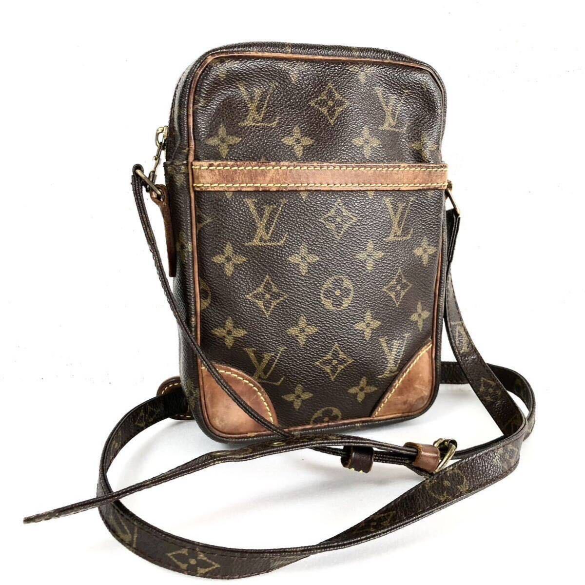 LOUIS VUITTON ルイヴィトン　モノグラム　ダヌーブ　ショルダーバッグ PVC×レザー　フランス製　刻印あり　ブラウン　ゴールド金具