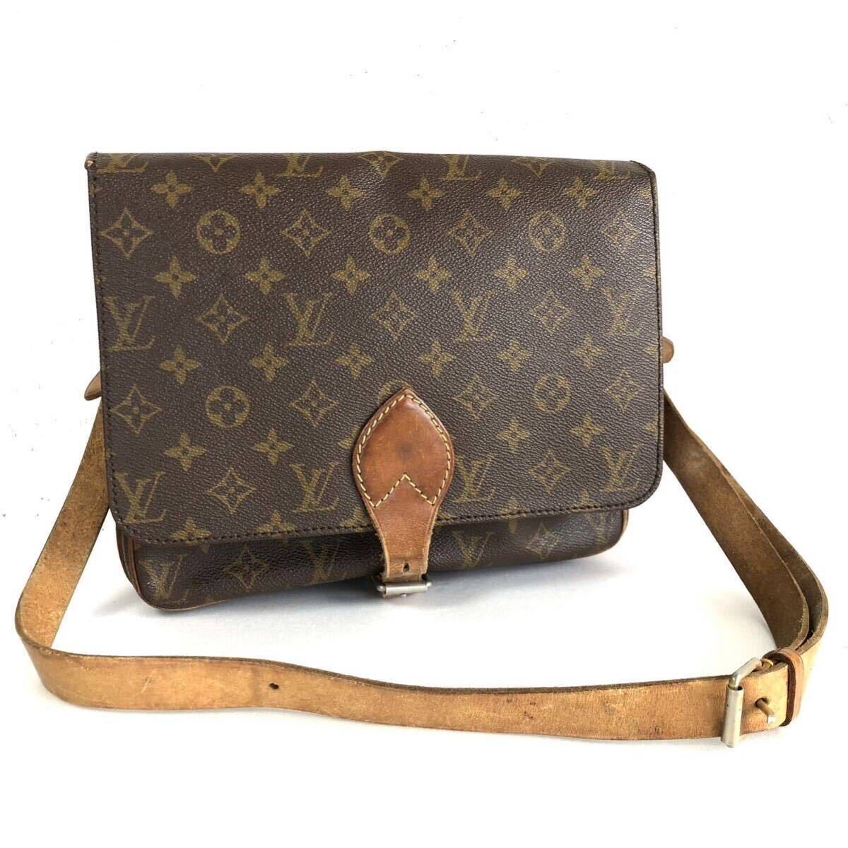 ■良品■希少ヴィンテージ■LOUIS VUITTON ルイヴィトン　モノグラム　カルトシエールGM ショルダーバッグ PVC×レザー(豚革) フランス製