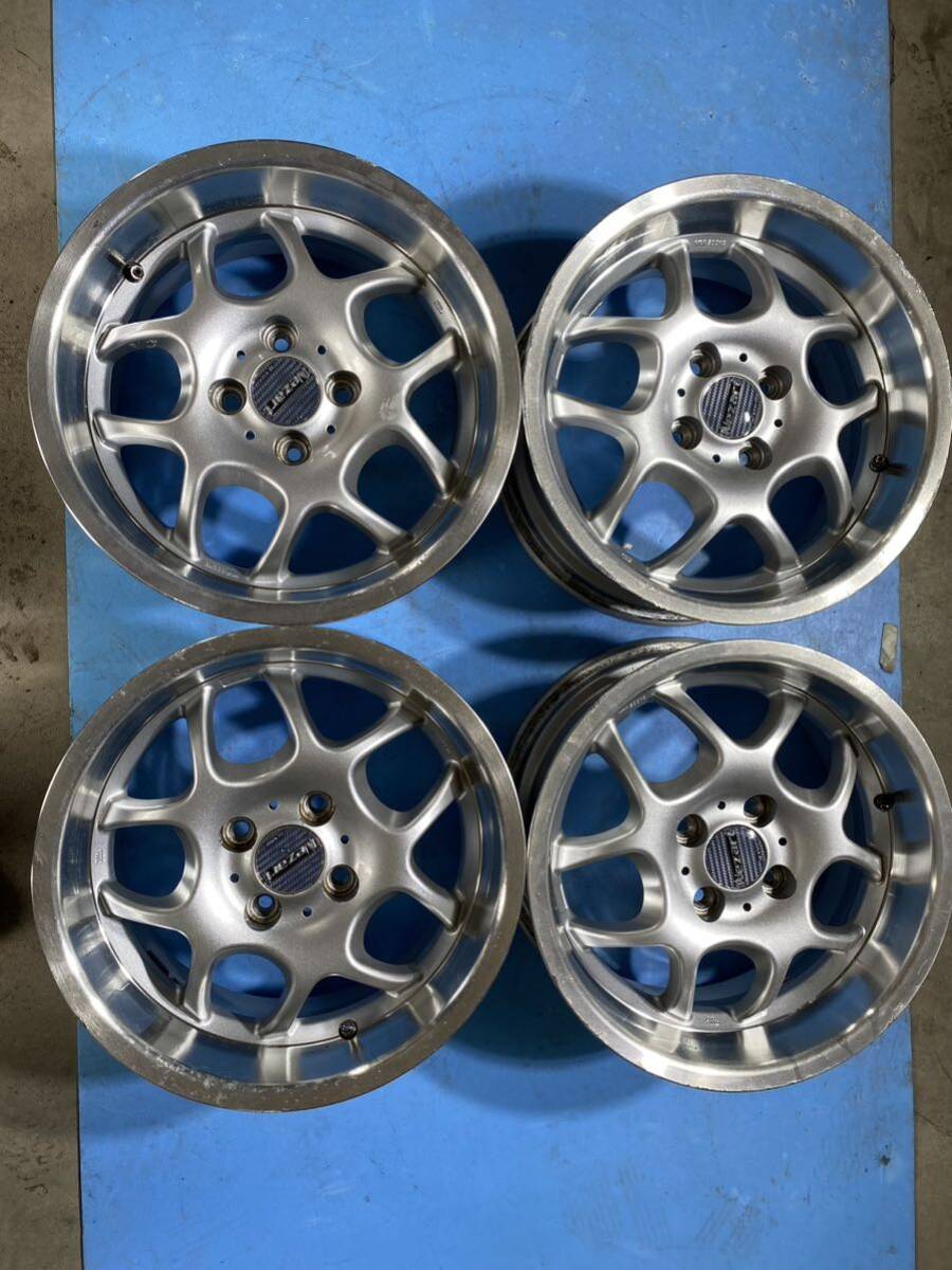 WORK 15×7J PCD100 OFFSET+35 4穴　　ハブ径実測約59mm 中古アルミホイール4本_画像1