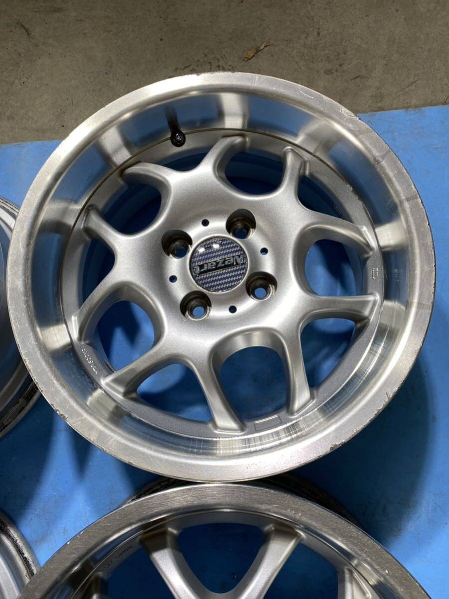 WORK 15×7J PCD100 OFFSET+35 4穴　　ハブ径実測約59mm 中古アルミホイール4本_画像3