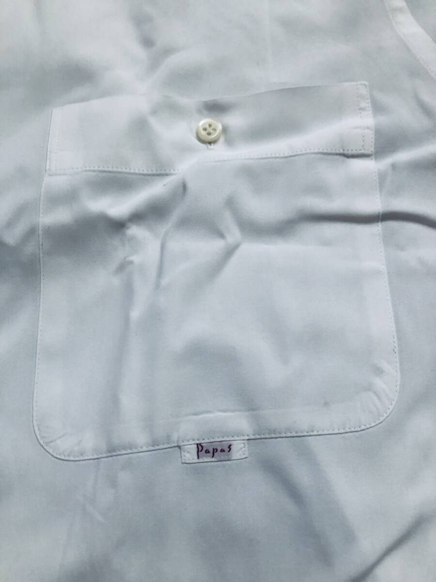 papas パパス　半袖　ボタンダウンシャツ　ホワイト　綿１００％　サイズL_画像3