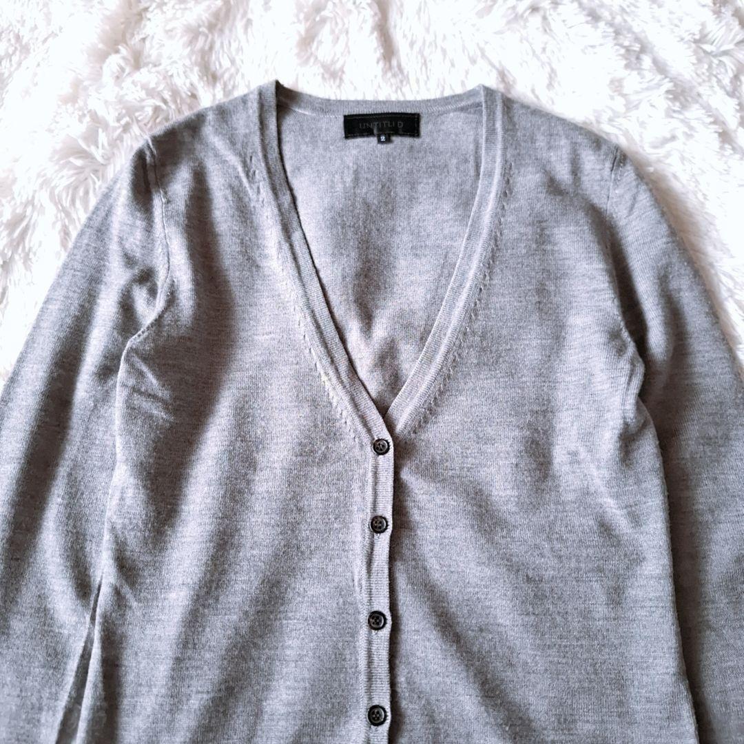 UNTITLED Untitled knitted cardigan M gray off kajibijikaji manner .. ultra-violet rays measures feather woven outer garment adult color beautiful goods 1000 jpy start 