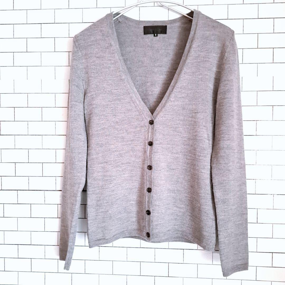 UNTITLED Untitled knitted cardigan M gray off kajibijikaji manner .. ultra-violet rays measures feather woven outer garment adult color beautiful goods 1000 jpy start 