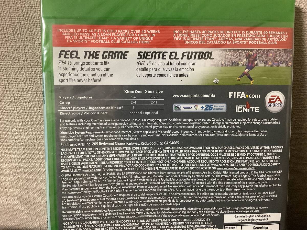 並行輸入　fifa15 ultimate edition x box one 未使用 品未開封_画像2