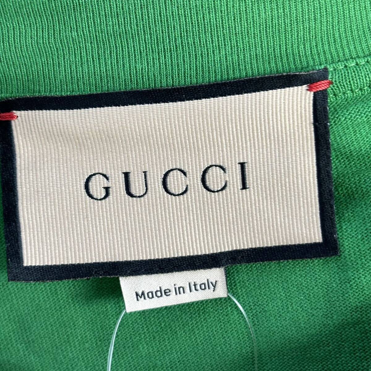 GUCCI TO HAG A SNAKE green T-SHIRT size M 国内正規品 グッチ Tシャツ Tee フットボール 緑 グリーン_画像3