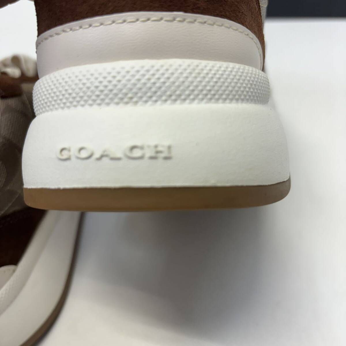 COACH TECH RUNNER TECH RNR IN SIG FG3511 231756 KHAKI SADDLE size 8.5D 新品 箱付き コーチ シグネチャー レザー スニーカー 26.5cm_画像3