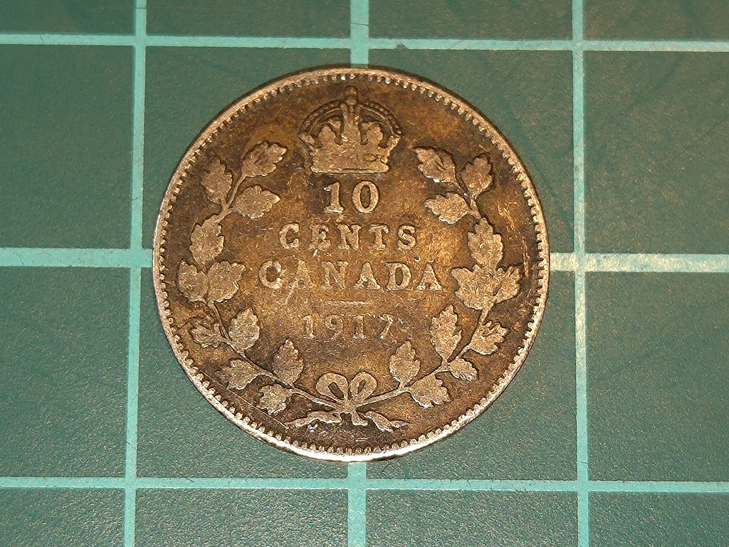 【1円スタート】カナダ　10セント銀貨　1917年　ジョージ５世_画像1