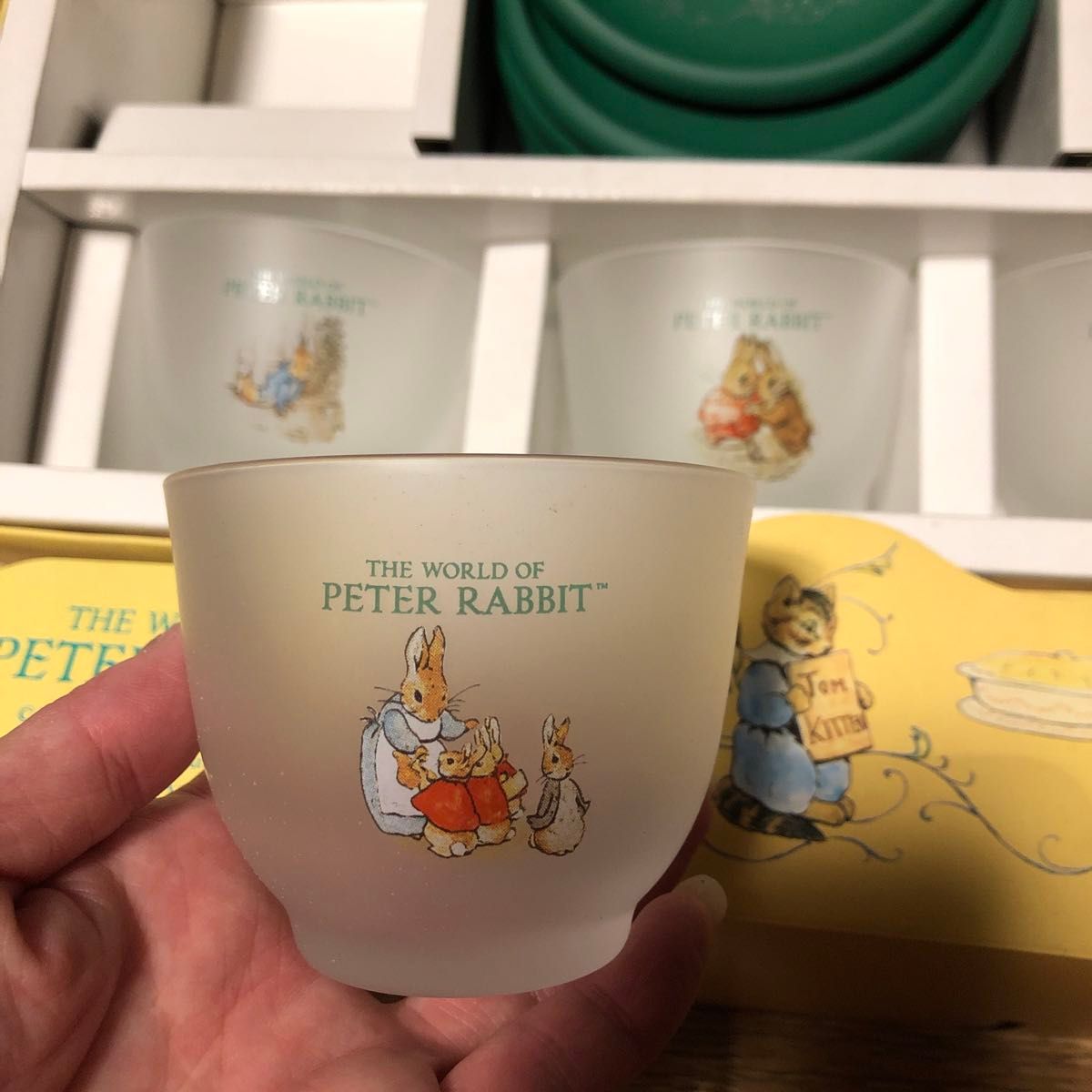 未使用☆PETER RABBIT ピーターラビット　ガラスのコップ　茶托　各5個