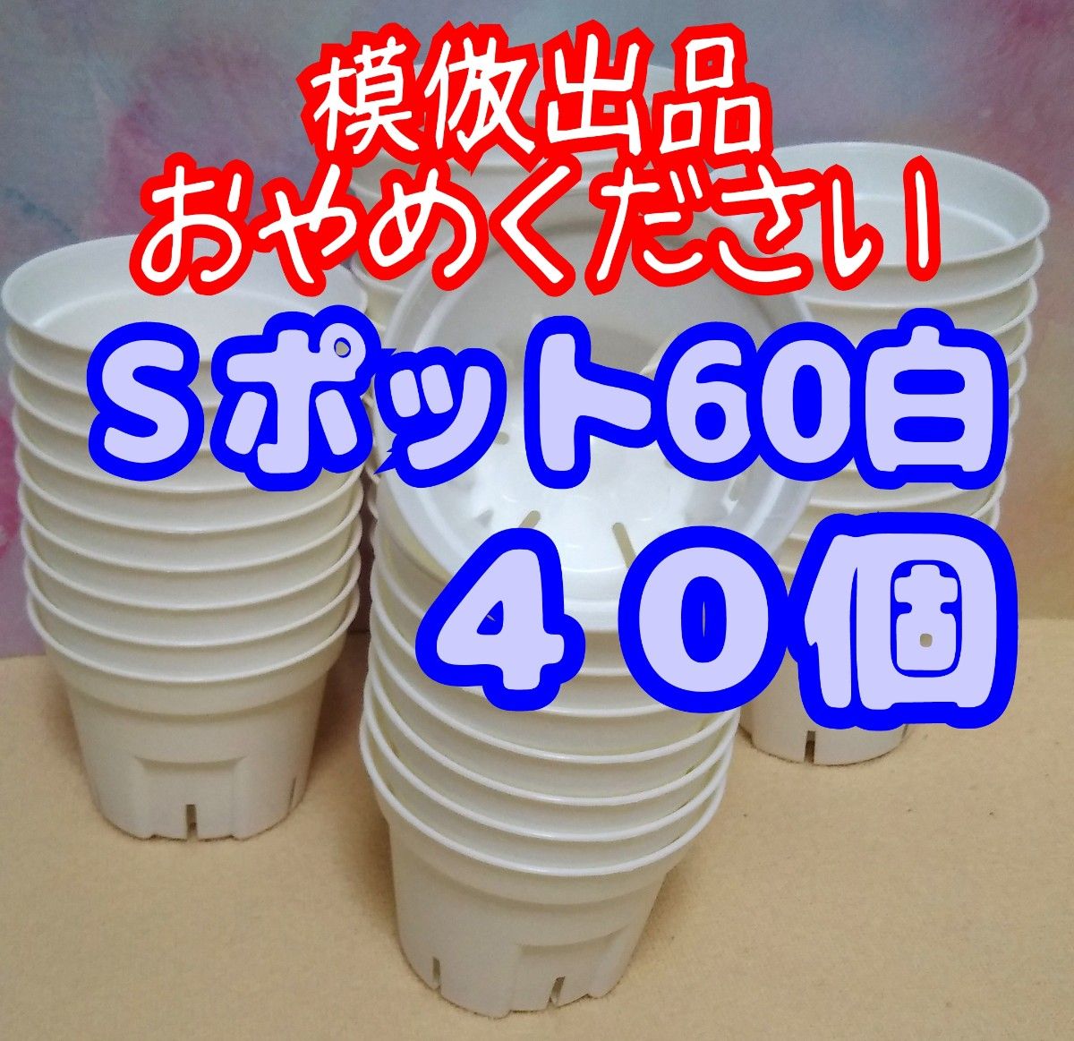 《Sポット60》 白 40個 スリット鉢 プラ鉢 2号相当 植木鉢 多肉植物 プレステラ 丸