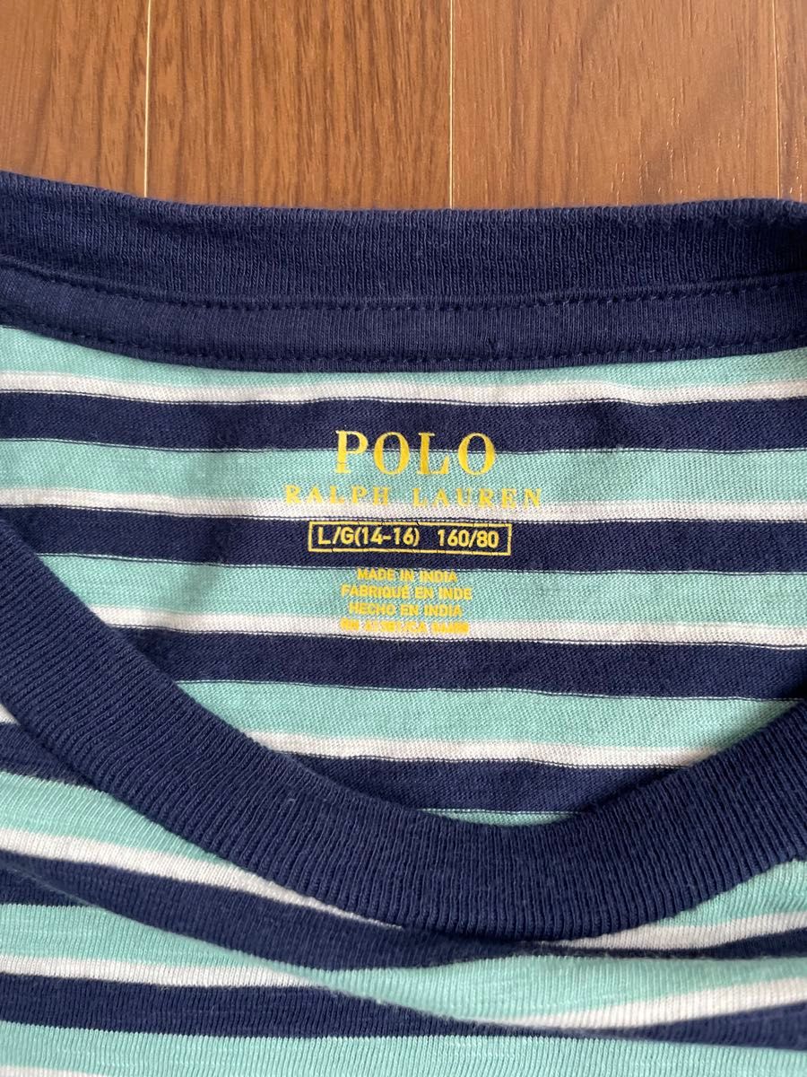 【送料無料】POLO  RALPH  LAUREN  ポロラルフローレン ボーダーポケット付きTシャツ ポニー刺繍