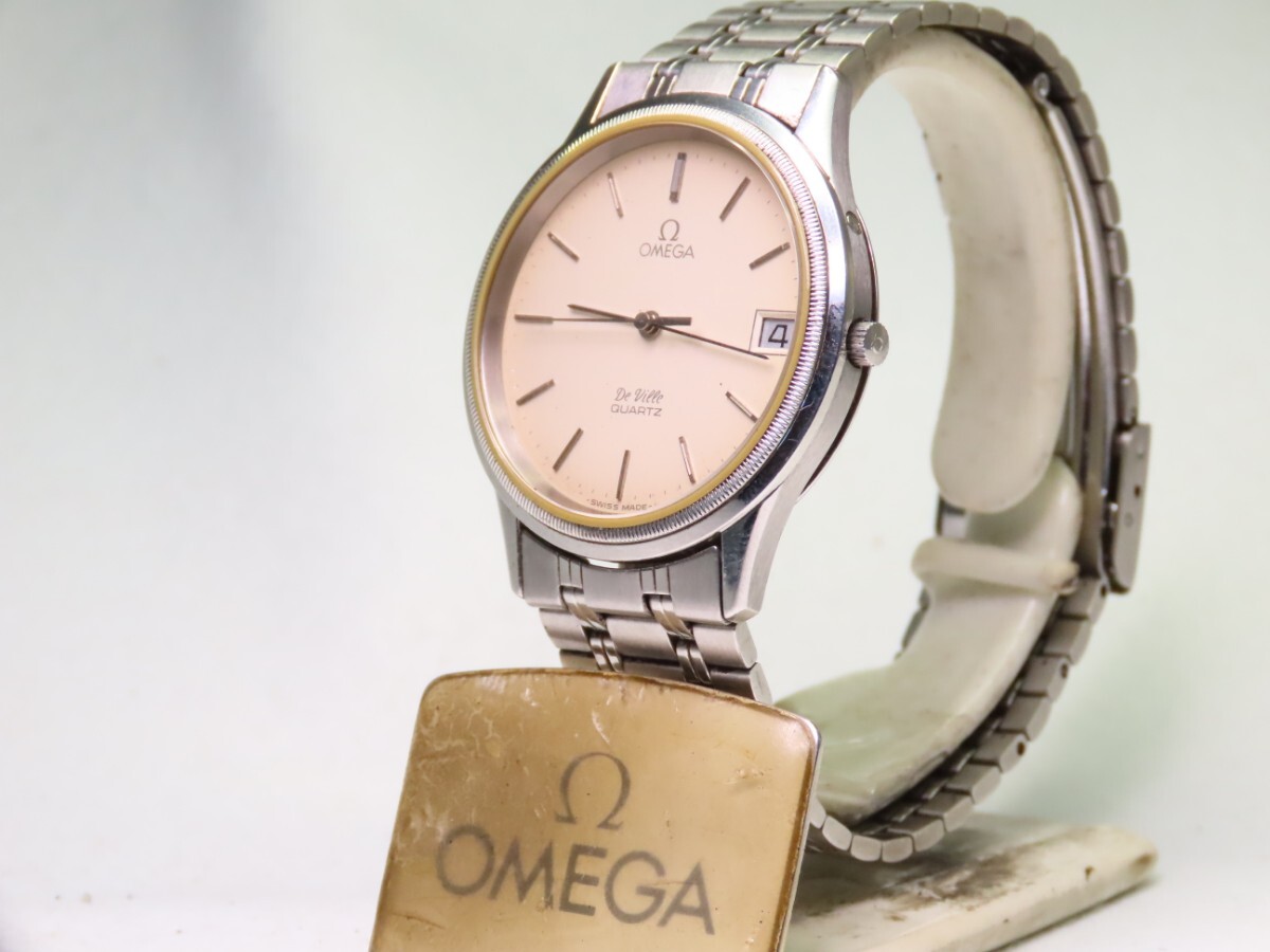 ■♪価格高騰! 資産価値！ 稼働 電池新品 メンズ ビンテージ 高級超レア！ OMEGA オメガ Deville デビル デートクオーツ フルオリジナルの画像4