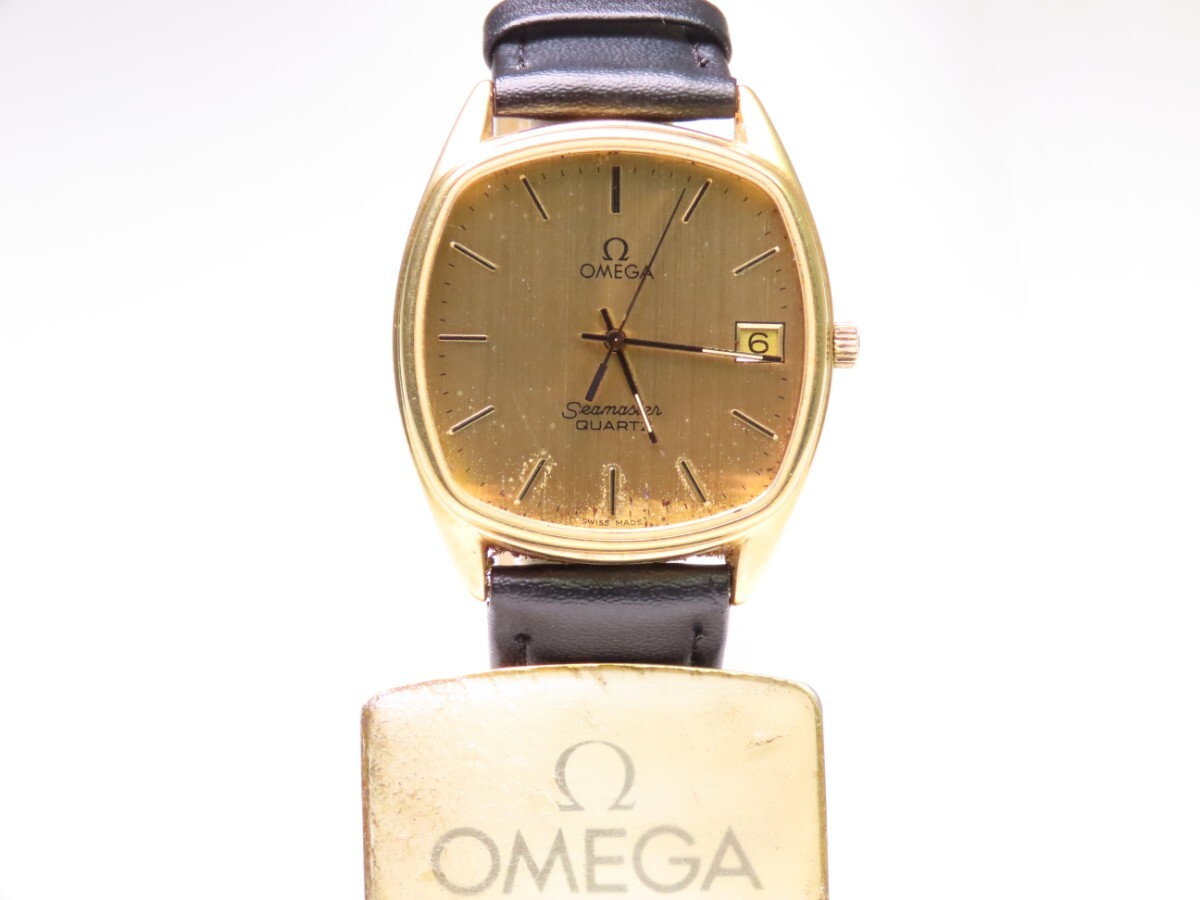 ■♪価格高騰!資産価値！稼働電池新品メンズビンテージ高級超レア！ OMEGA オメガ Seamaster シーマスターデー クオーツベルト新品尾錠純正_画像2