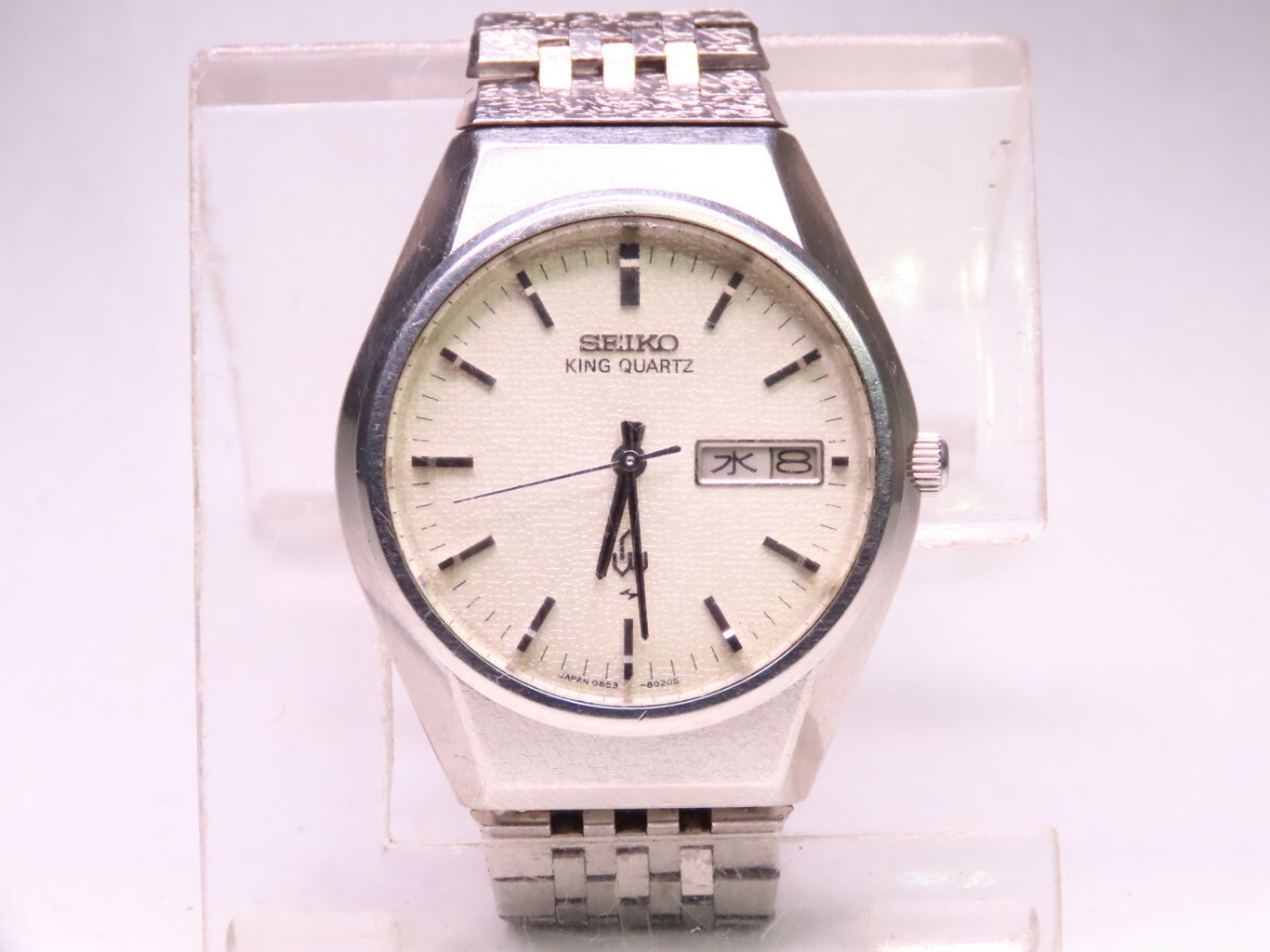 ■♪価格高騰! 資産価値！ 稼働 電池新品 メンズ ビンテージ 高級超レア！ SEIKO セイコー キングクオーツ デイデート 0853-8025 難有の画像2