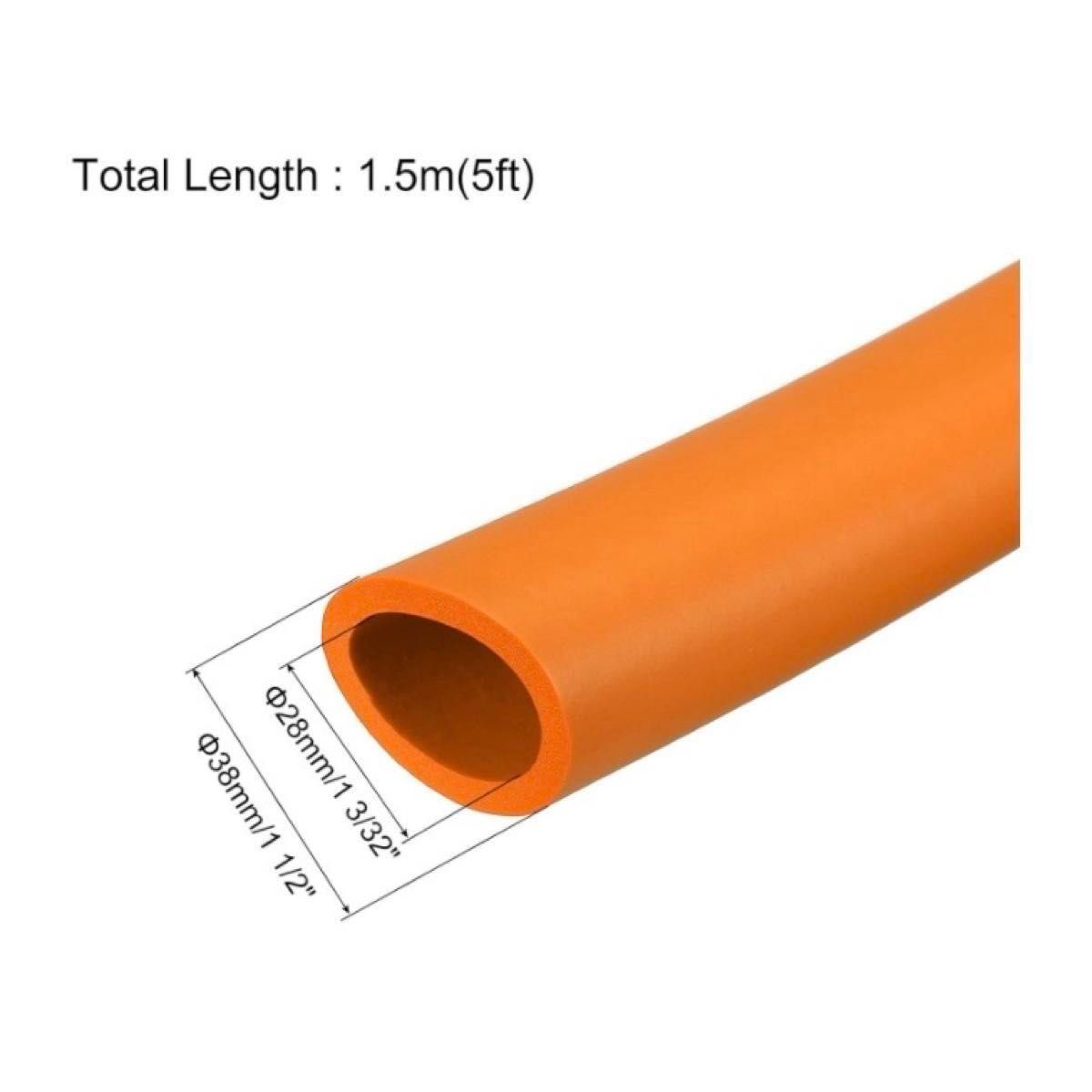 uxcell フォームグリップ チューブハンドルグリップ 28 mm 内径 38 mm外径 1.5 m全長 オレンジ 器具