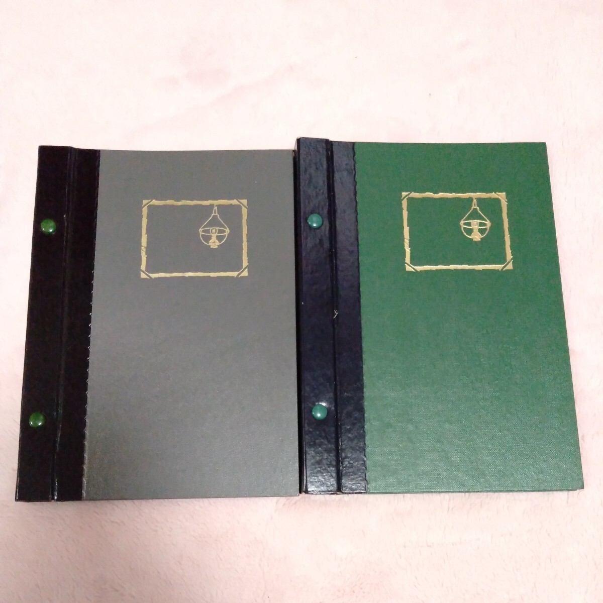  stamp stock book seat stock book stamp album lantern design green color, grey glasin paper 2 pcs. stamp. attached is is not 