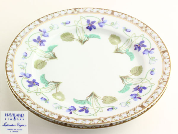 洋食器 HAVILAND LIMOGES アビランド リモージュ Imperatrice Eugenie プレート ペア E0118の画像1