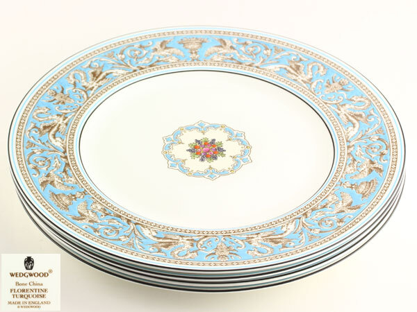 洋食器 WEDGWOOD ウェッジウッド FLORENTINE TURQUOISE プレート 4客 径27.5ｃｍ E0206の画像1