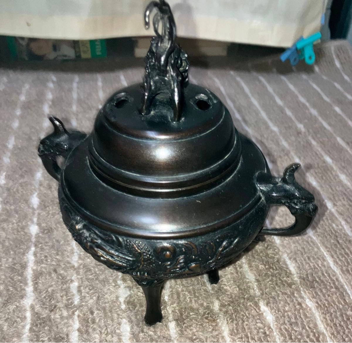 高岡銅器 香炉 龍地紋 香炉 香道具 獅子 銅製 三足 三つ足 金属 高岡銅器 香炉 龍地紋 香炉 香道具 獅子 銅製 三足 三つ足 金属
