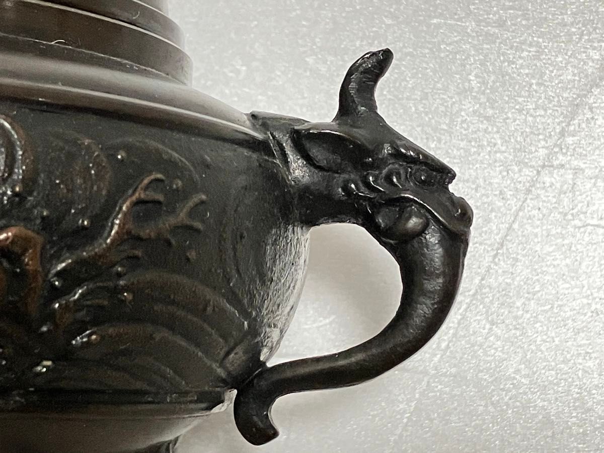 高岡銅器 香炉 龍地紋 香炉 香道具 獅子 銅製 三足 三つ足 金属 高岡銅器 香炉 龍地紋 香炉 香道具 獅子 銅製 三足 三つ足 金属