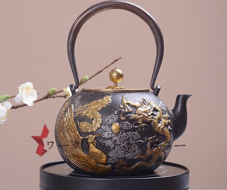 新入荷★茶壺 手彫り鉄壺 鉄やかん 鉄分補給 未塗装鉄器 茶道具 1.3L_画像1