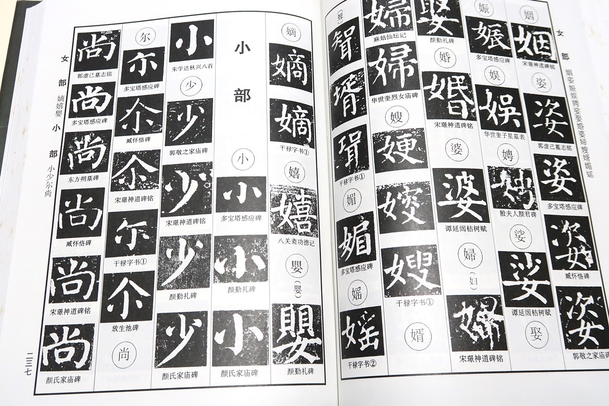 顔体辨異字典/沈道?/唐代の大書家である顔真卿の碑帖が33種類収録されており全体の10602字のうち87.3%が収録されています_画像8