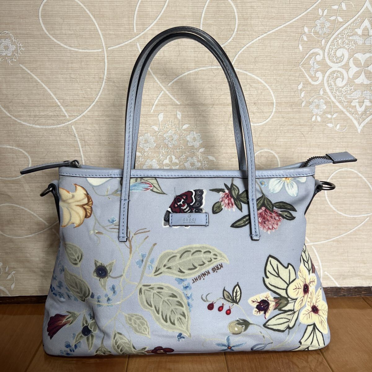 1円〜GUCCI グッチ クリスナイト フローラ 2WAY トートバッグ レディース キャンパス 蝶柄