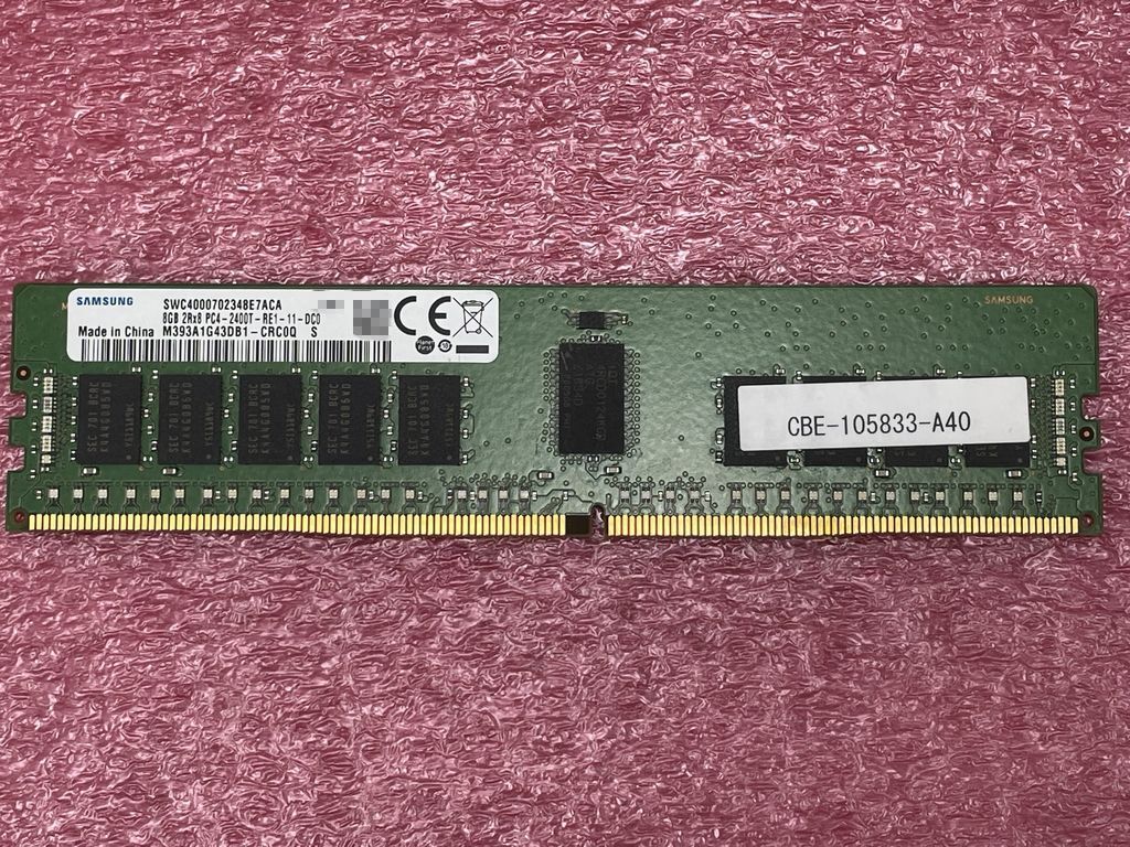 #2165 SAMSUNG DDR4-2400 2Rx8 PC4-19200 ECC REG 8GB 保証付き M393A1G43DB1-CRC0Qの画像1