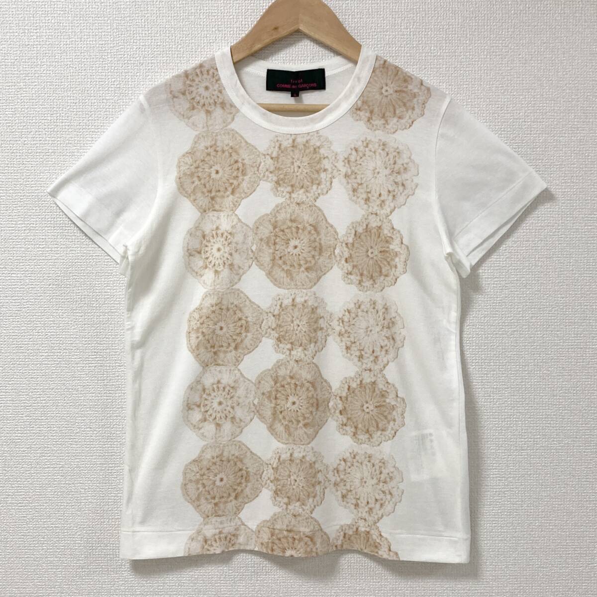 AD2013 tricot COMME des GARCONS 転写 クロシェ レース 花柄 Tシャツ 白 トリココムデギャルソン 半袖 カットソー Tee archive 4030143_画像1