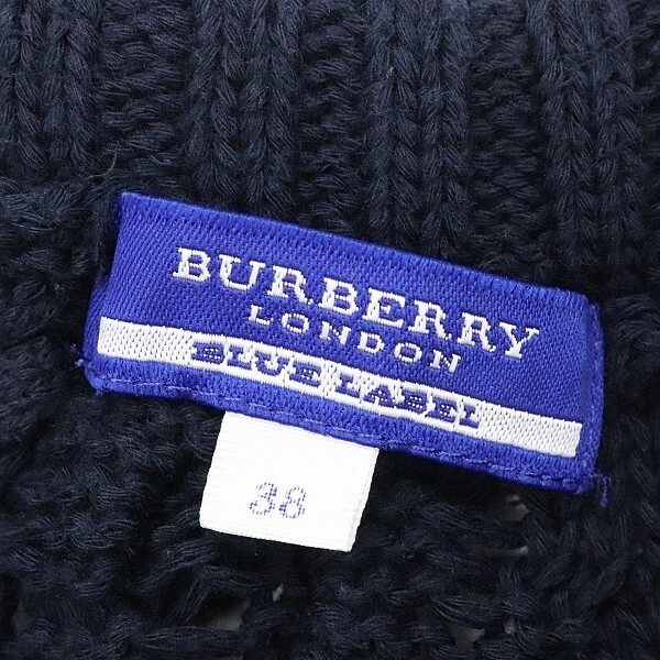 ◆BURBERRY BLUE LABEL バーバリー ブルーレーベル コットン ケーブル編みニット ワンピース 紺 ネイビー 38_画像6