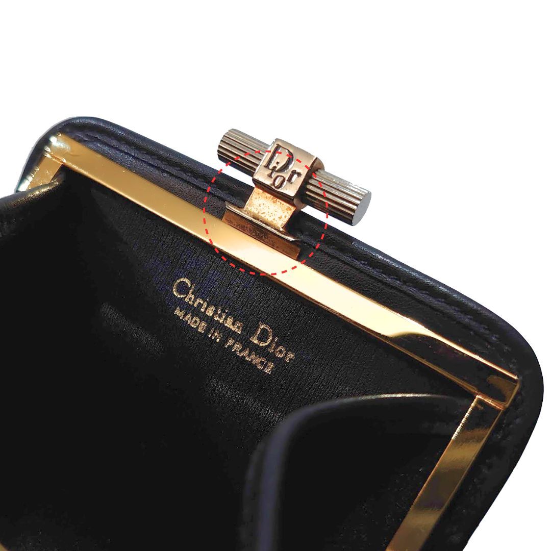【レア】Christian Dior クリスチャン ディオール がま口 ガマ口 財布 小銭入れ コインケース トロッター 黒 ブラック【送料無料】_丸部に軽微なドット汚れがあります