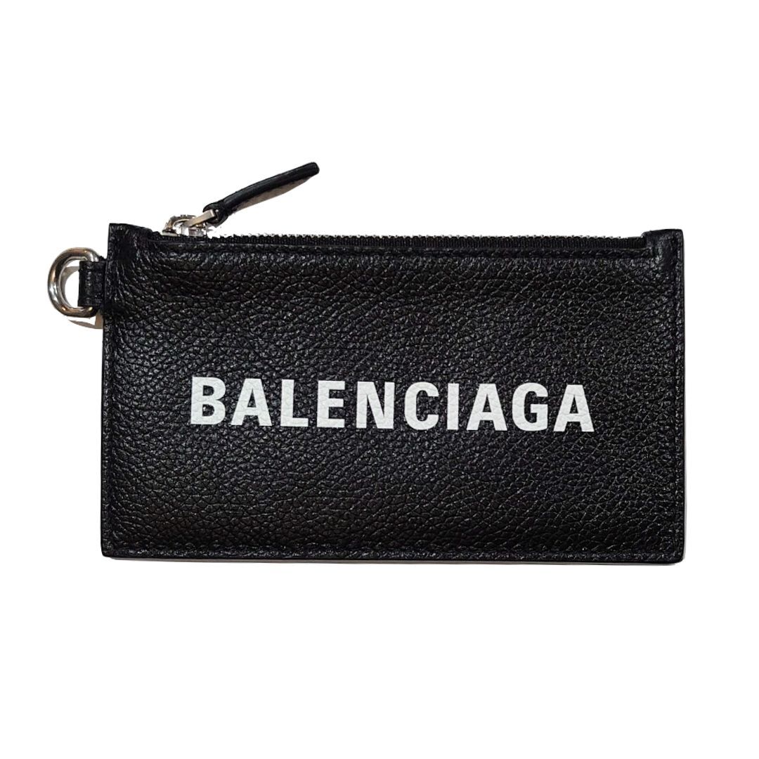 【極美品】BALENCIAGA バレンシアガ コインケース カードケース キーリング ストラップ付 594548 ブラック 黒 小銭入れ ネックストラップ_スレやキズ、変色のない極美品です