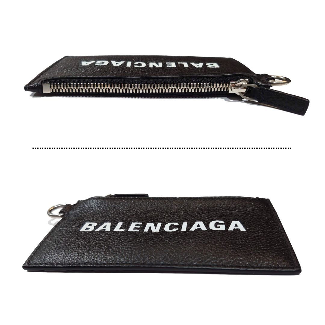 【極美品】BALENCIAGA バレンシアガ コインケース カードケース キーリング ストラップ付 594548 ブラック 黒 小銭入れ ネックストラップ_ファスナー回りの汚れもありません